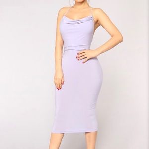 Lilac cowl neck midi dress